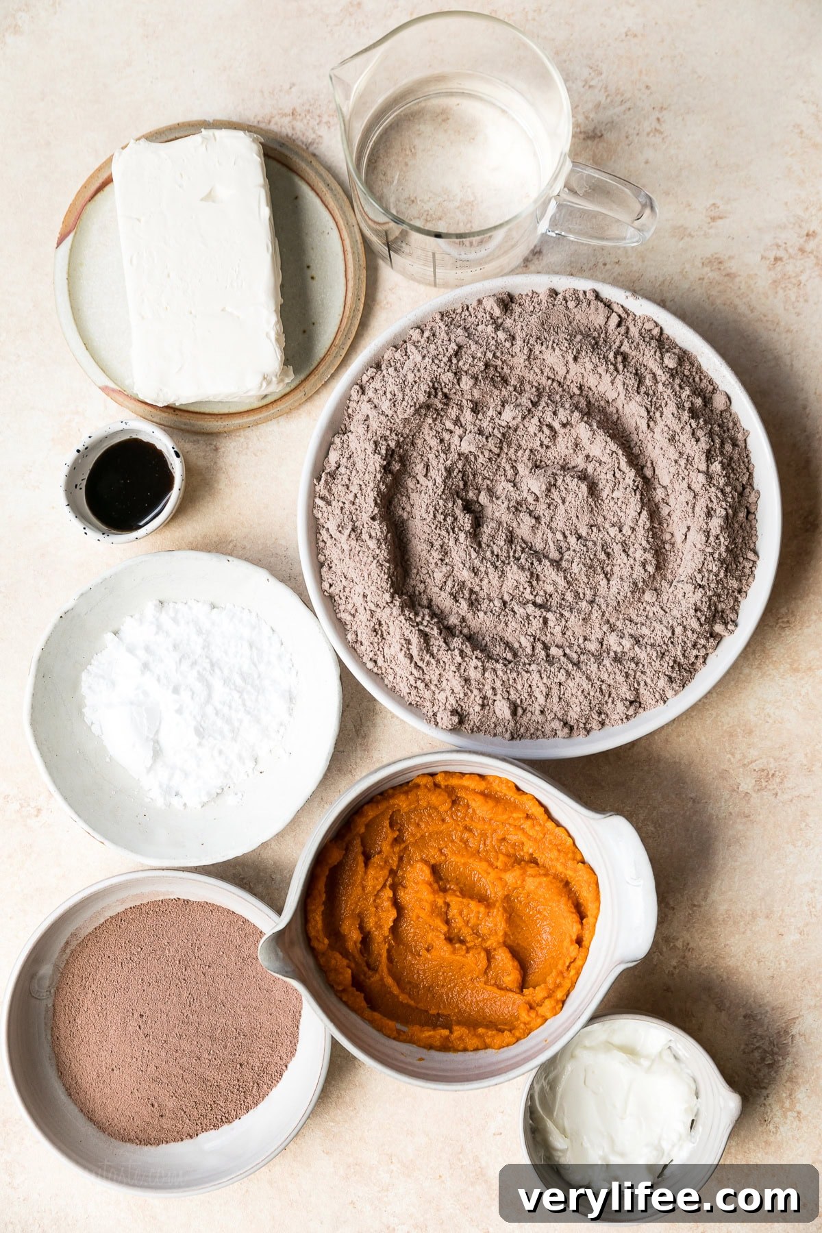 ingredients for Chocolate Cupcakes with box cake mix