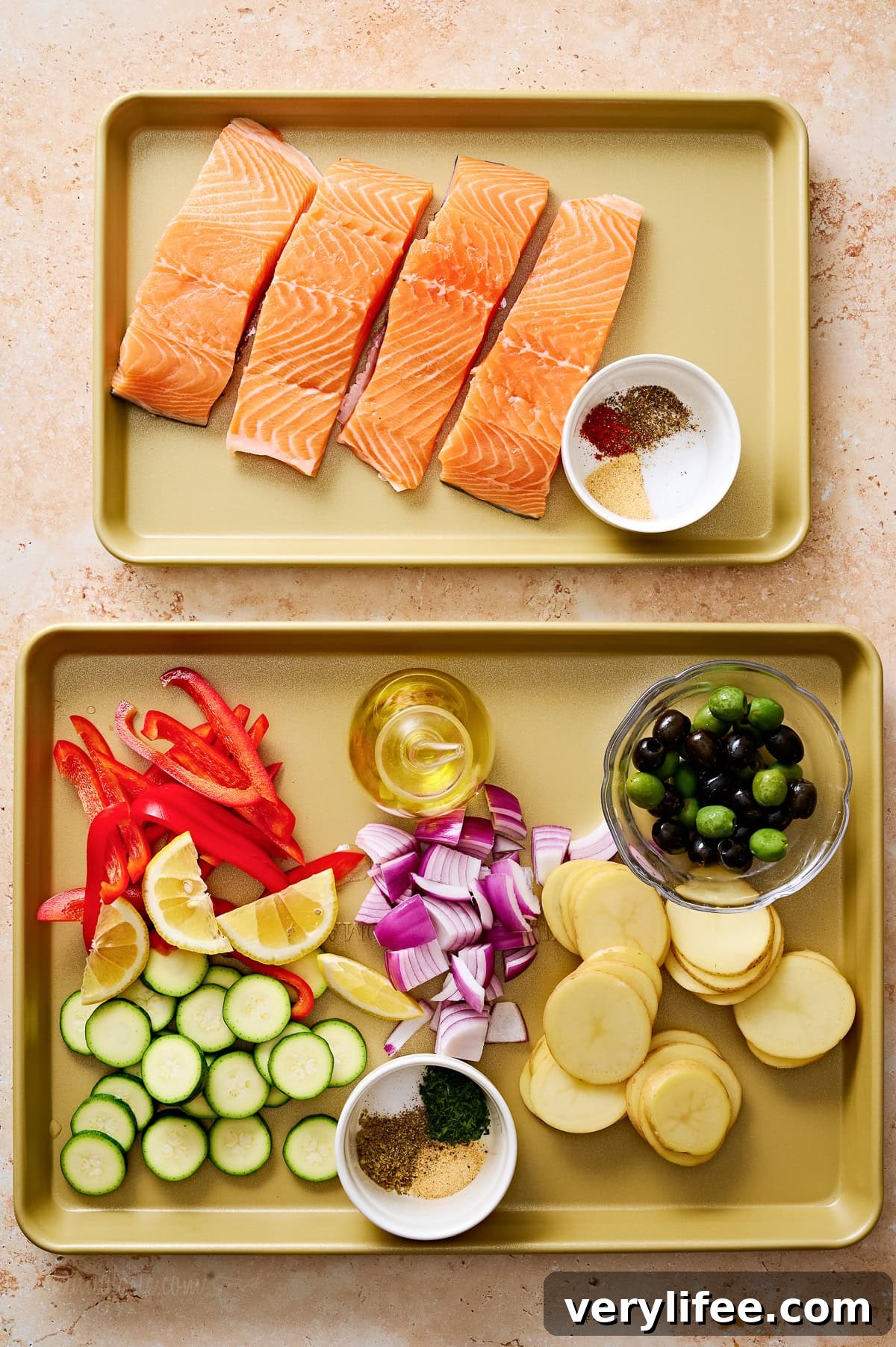 ingredients for sheet pan salmon