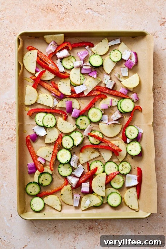 vegetables on a sheet pan
