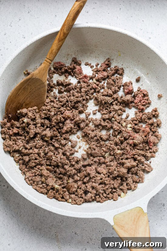 Soy-Garlic Beef and Cabbage Stir-Fry 7 cooked ground beef