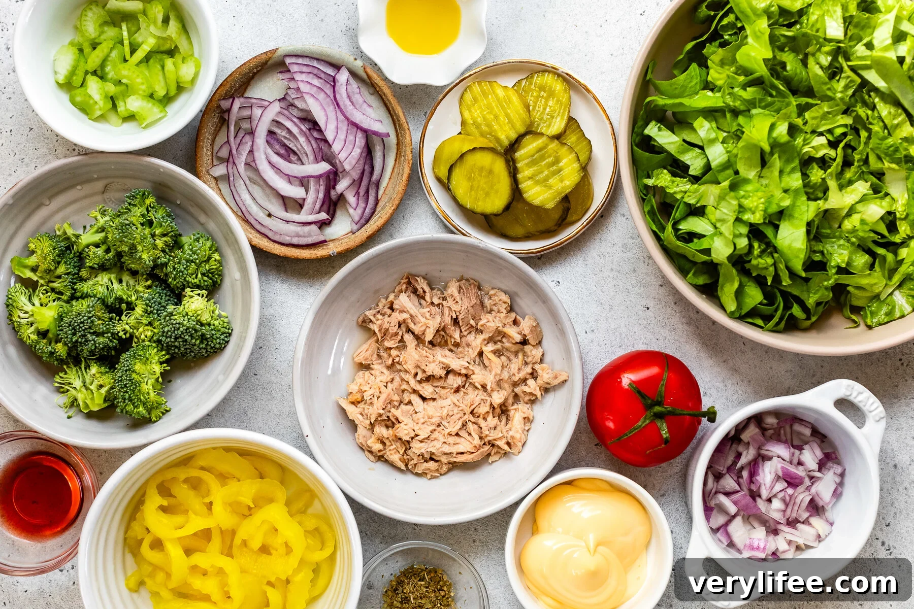 Tuna Sub in a Tub Recipe: Portable Tuna Salad Lunch 5 Tuna Salad ingredients