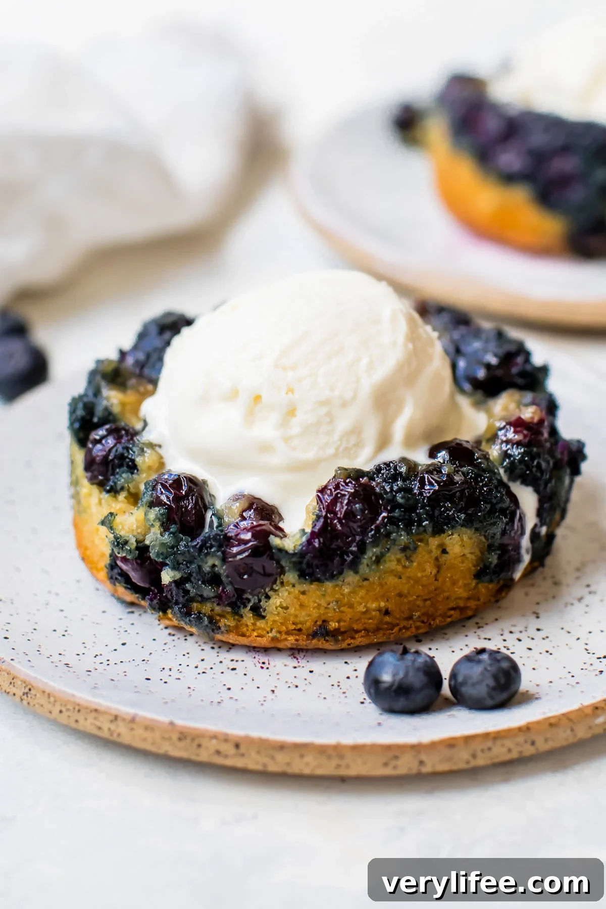 Blueberry Upside Down Cake Recipe with Lemon Glaze 2 Blueberry Upside Down Cakes