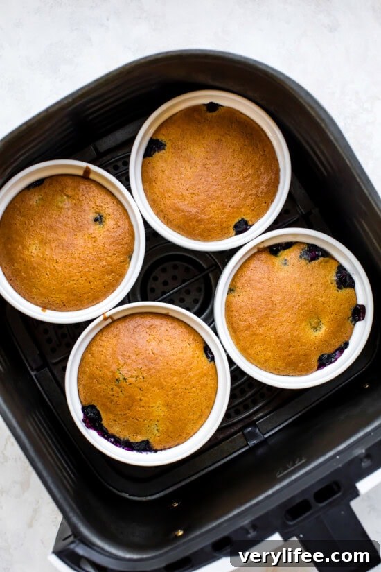 Blueberry Upside Down Cake Recipe with Lemon Glaze 11 Air Fryer Blueberry Upside Down Cakes