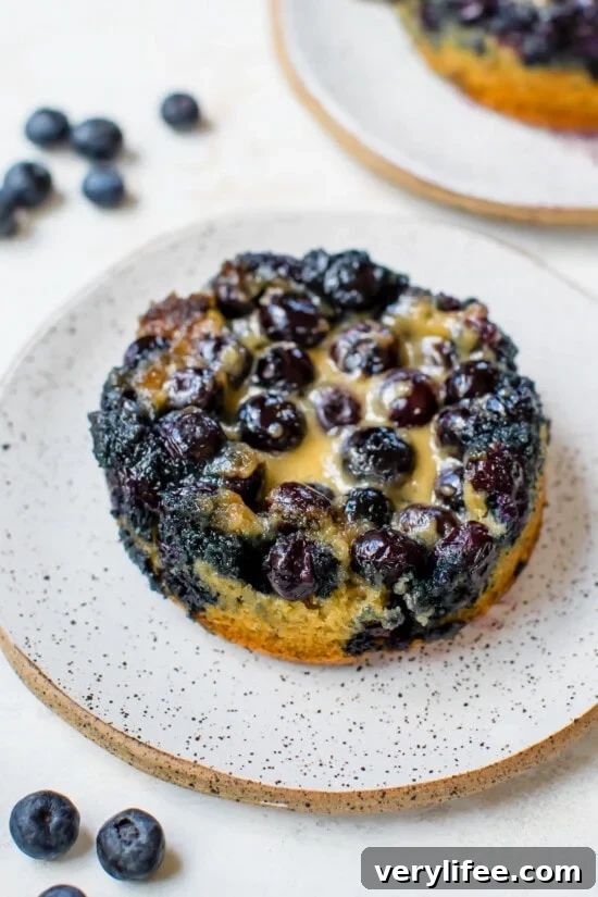 Blueberry Upside Down Cake Recipe with Lemon Glaze 9 Mini Blueberry Upside Down Cakes