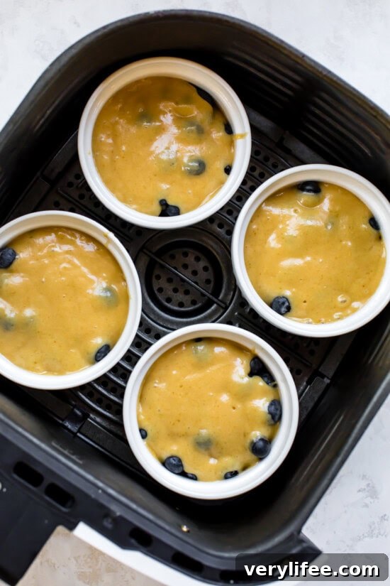 Blueberry Upside Down Cake Recipe with Lemon Glaze 10 Air Fryer Blueberry Upside Down Cakes