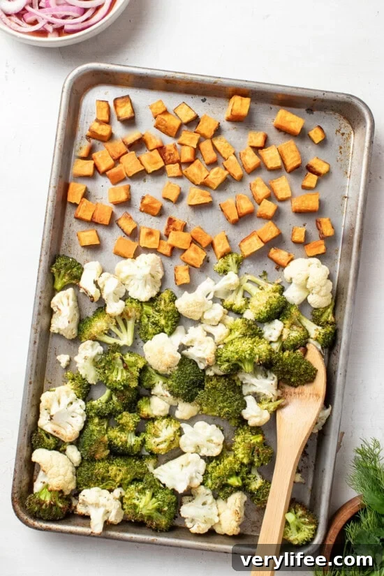 Sheet Pan Mediterranean Meatball Bowls with Hummus 7 roasted vegetables