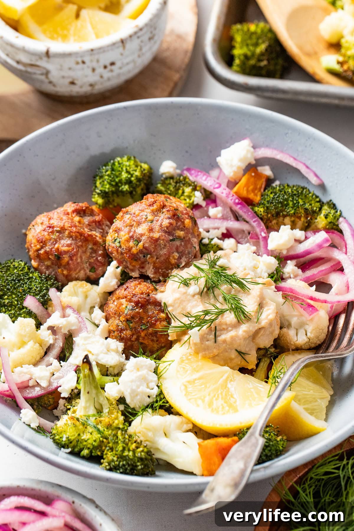 Sheet Pan Mediterranean Meatball Bowls with Hummus 10 Sheet Pan Mediterranean Meatball Bowls