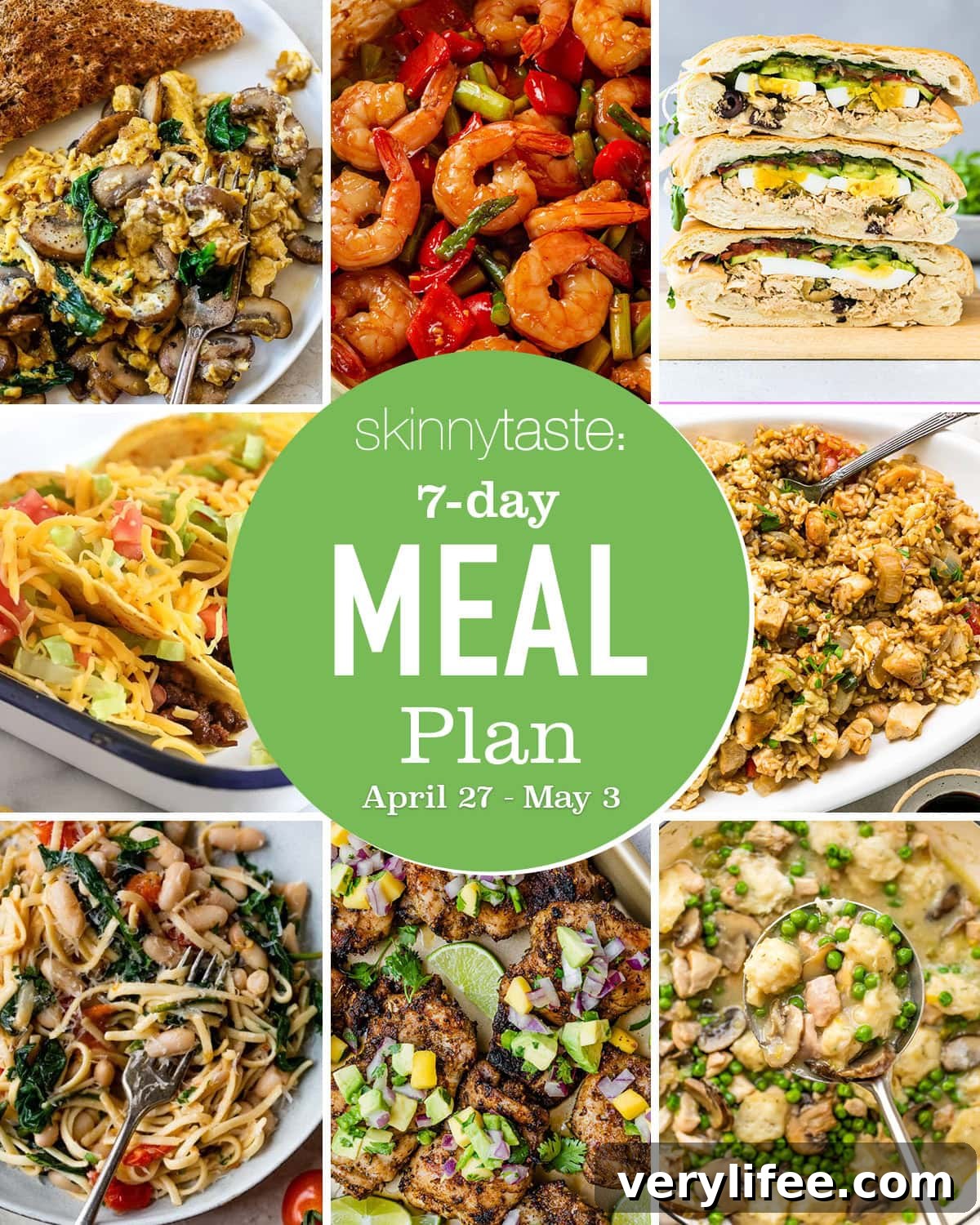 Free 7-Day Balanced Meal Plan Apr 27 - May 3 2 Healthy meal plan collage