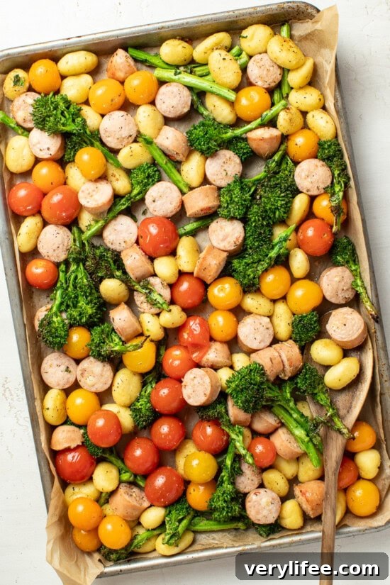 Sheet Pan Gnocchi and Sausage with Tomatoes and Broccolini