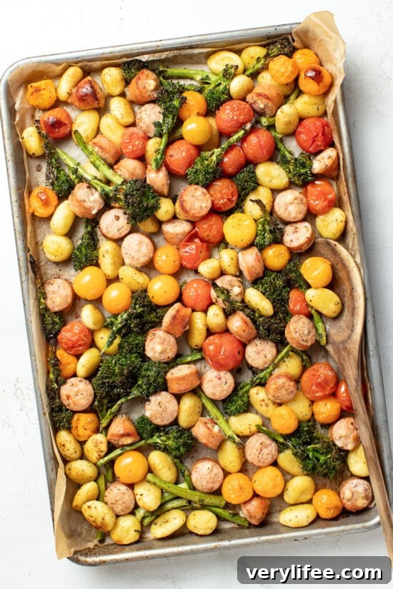 Sheet Pan Gnocchi and Sausage with Tomatoes and Broccolini