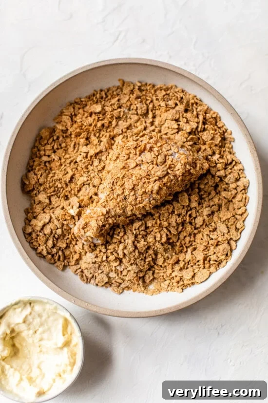 Crispy Air Fryer Fried Chicken Recipe 6 chicken coated with bran flakes