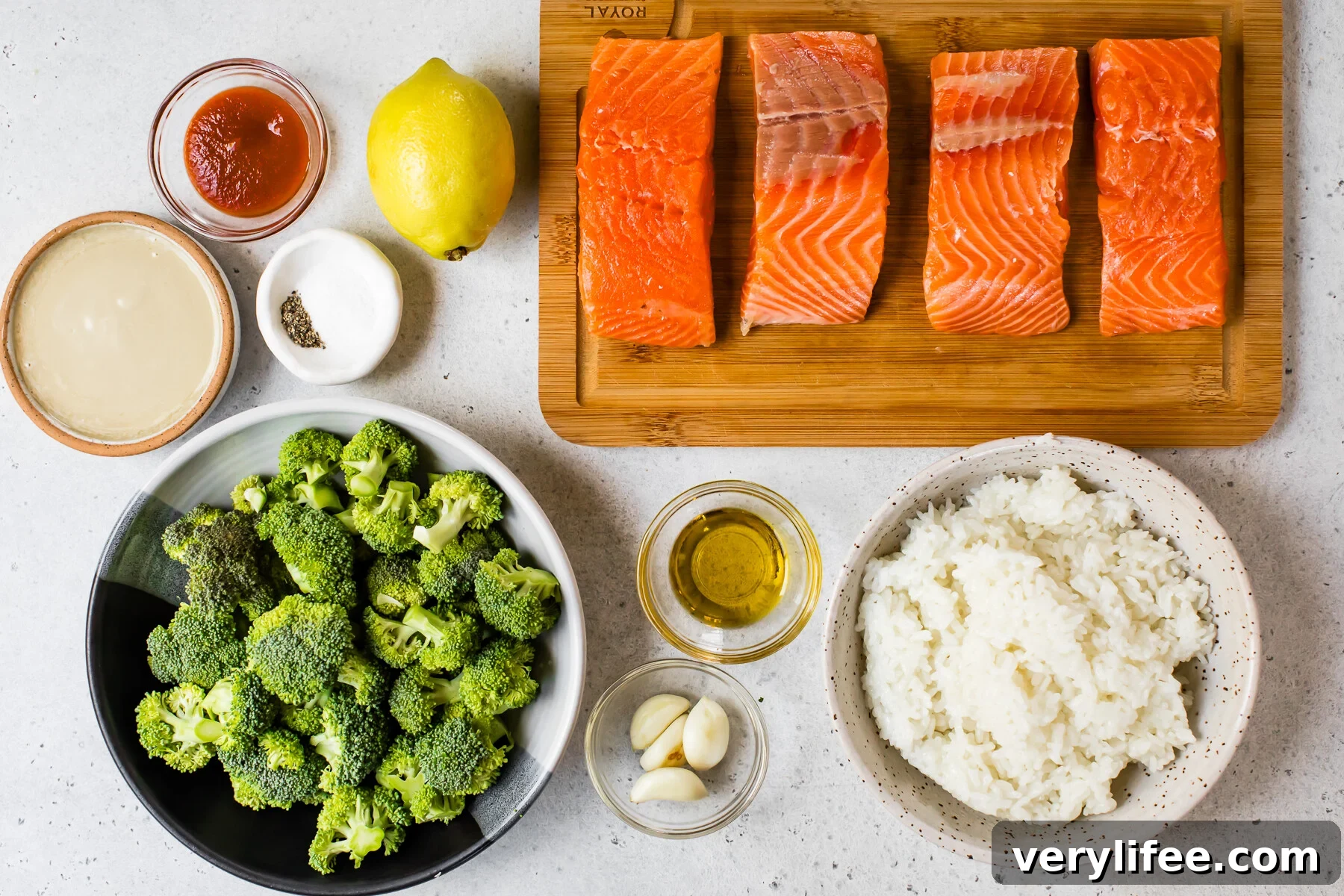 Smashed Salmon and Broccoli Rice Bowl Recipe 5 Salmon Broccoli Rice Bowl ingredients