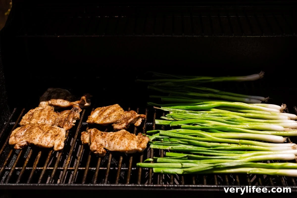 Grilled Boneless Chicken Thighs with Charred Scallion Sauce