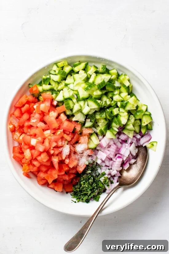 Mediterranean Feta-Brined Chicken Bowl with Shirazi Salad 10 Shirazi Salad ingredients