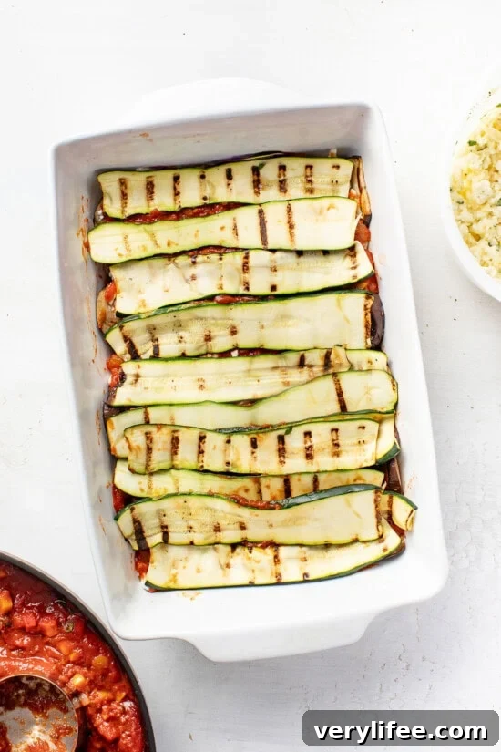 Ratatouille Lasagna with grilled zucchini