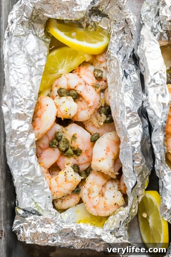 14 Flavor-Packed Foil Packet Recipes for Camping and Grilling 5 Shrimp Piccata Foil Packets