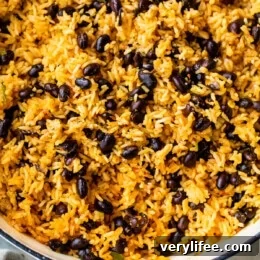 Pot of Yellow Rice and Black Beans