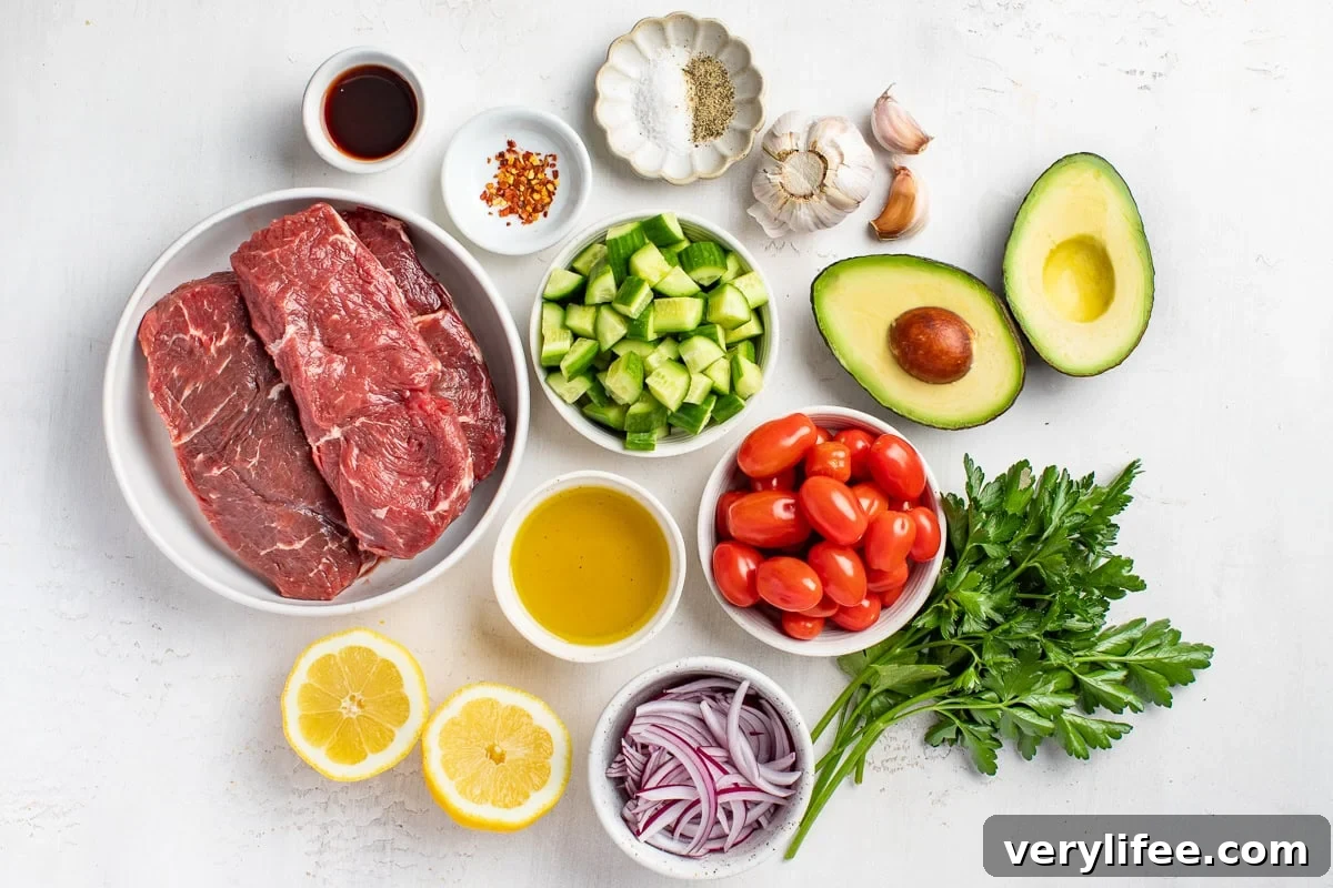 Chopped Chimichurri Steak Salad ingredients