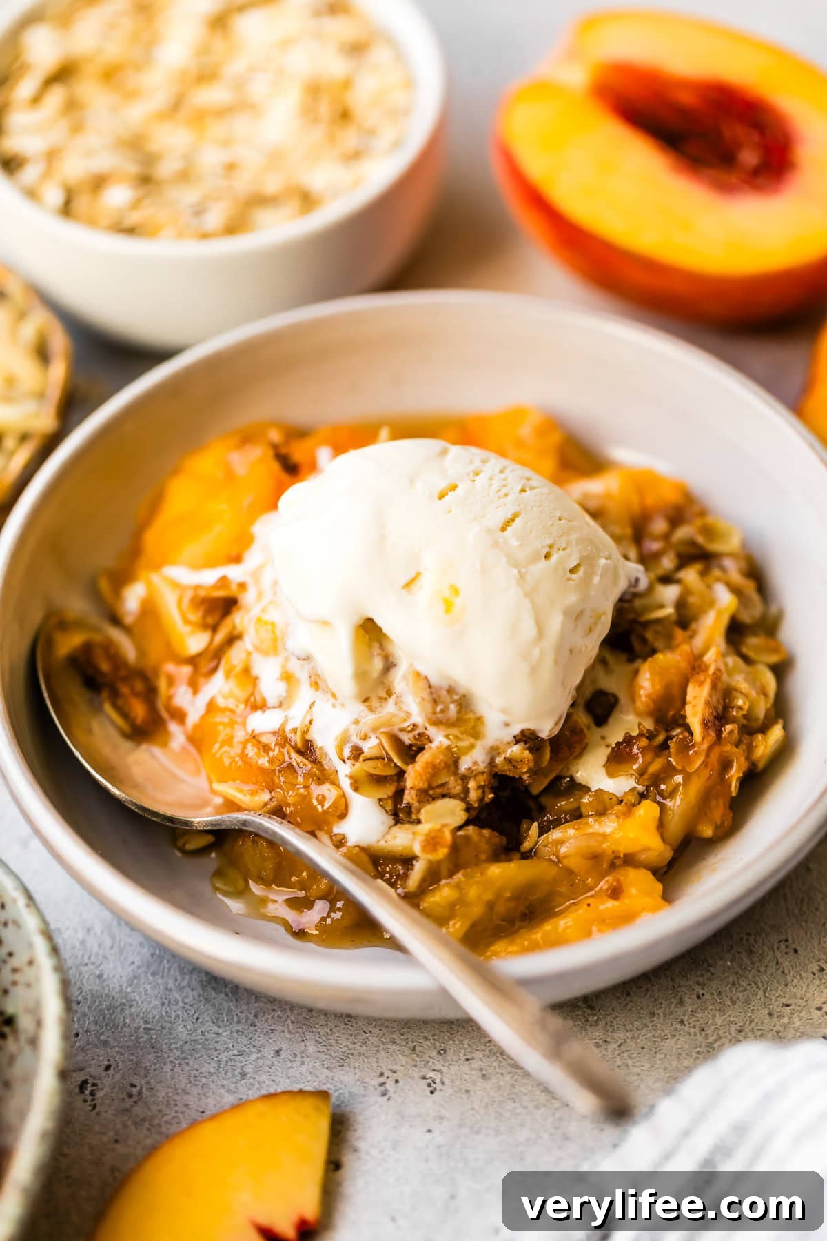 Classic Peach Crisp Recipe with Oat Streusel 10 Peach Crisp