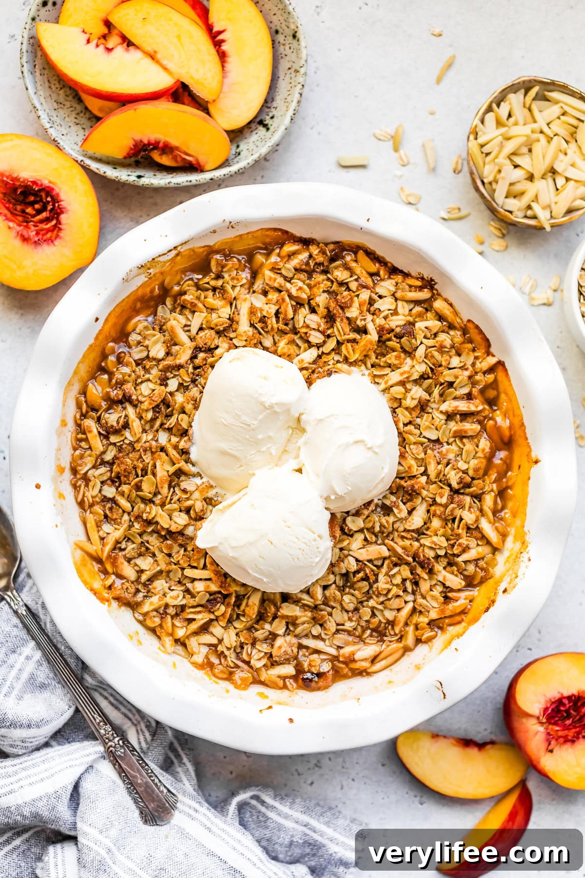 Classic Peach Crisp Recipe with Oat Streusel 9 Peach Crisp