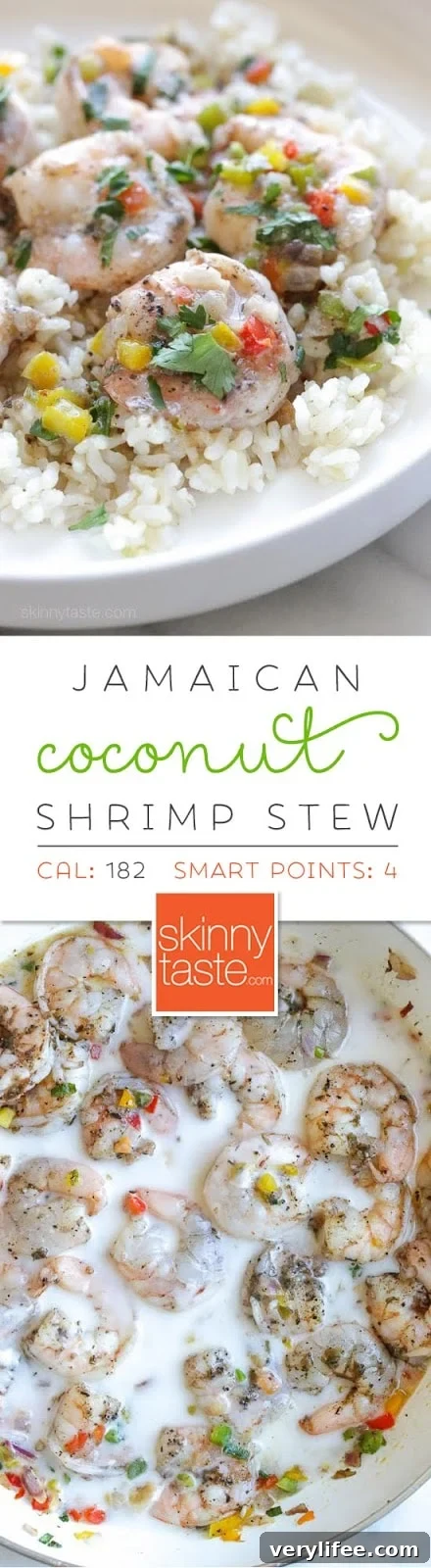 Jamaican Coconut Shrimp Stew Jamaican Coconut Shrimp Stew – a quick, light and spicy shrimp dish simmered in coconut milk. Smart Points: 4 Calories: 182