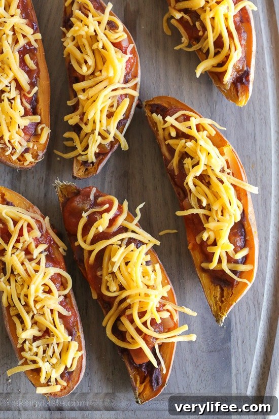 Crispy Baked Sweet Potato Skins Recipe with Cheddar 3 Baked Sweet Potato Skins