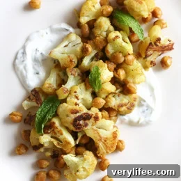 Roasted Cauliflower and Chickpeas with Minted Yogurt - plated