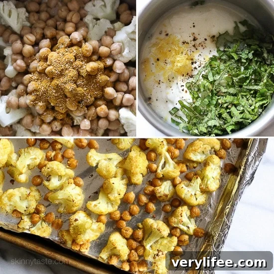 Roasted Cauliflower and Chickpeas close-up