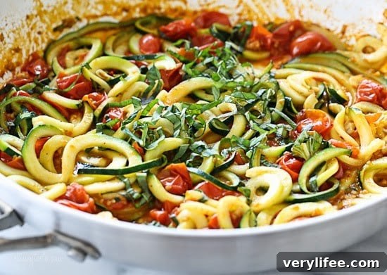 Quick Spiralized Zucchini (Zoodles) and Grape Tomatoes Quick Spiralized Zucchini (Zoodles) and Grape Tomatoes