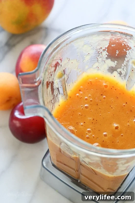 Summer Mango Stone Fruit Smoothie – a dairy-free, gluten-free, vegan smoothie that is simply delicious, made with ripe mango, plums, apricots and peaches or nectarines.