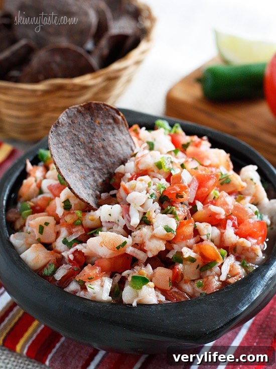 Shrimp, tomatoes, cilantro, red onion and lime are combined to create a zesty protein-rich salsa. Bring this to a party and watch it disappear!