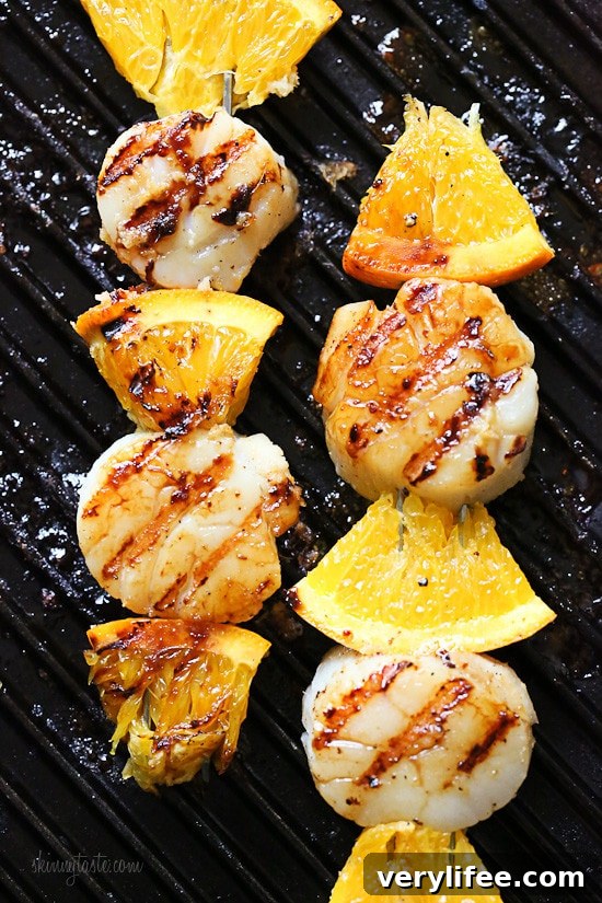 Grilled Scallop and Orange Kebabs with Honey-Ginger Glaze - plated