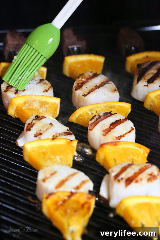 Finished Grilled Scallop and Orange Kebabs