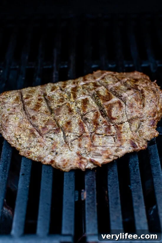Grilled Flank Steak with Chimichurri 8 Season the steak and grill