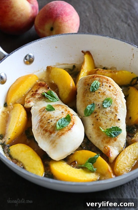 Skillet Basil-Peach Chicken Breasts