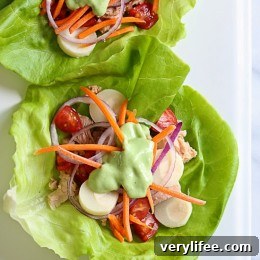 Tuna wrap on lettuce leaf