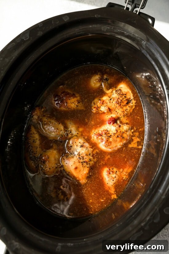 cooked chicken in slow cooker