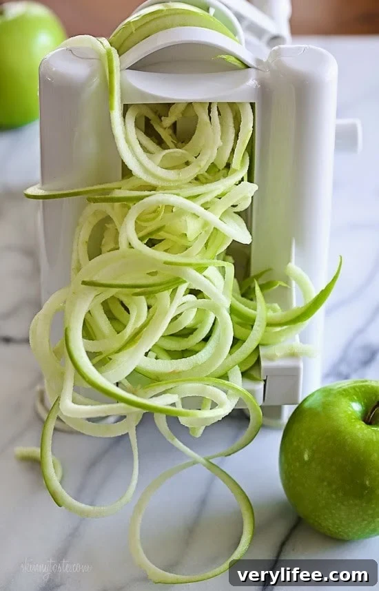 Spiralized Apple and Cabbage Slaw – Yes! You can spiralize apples