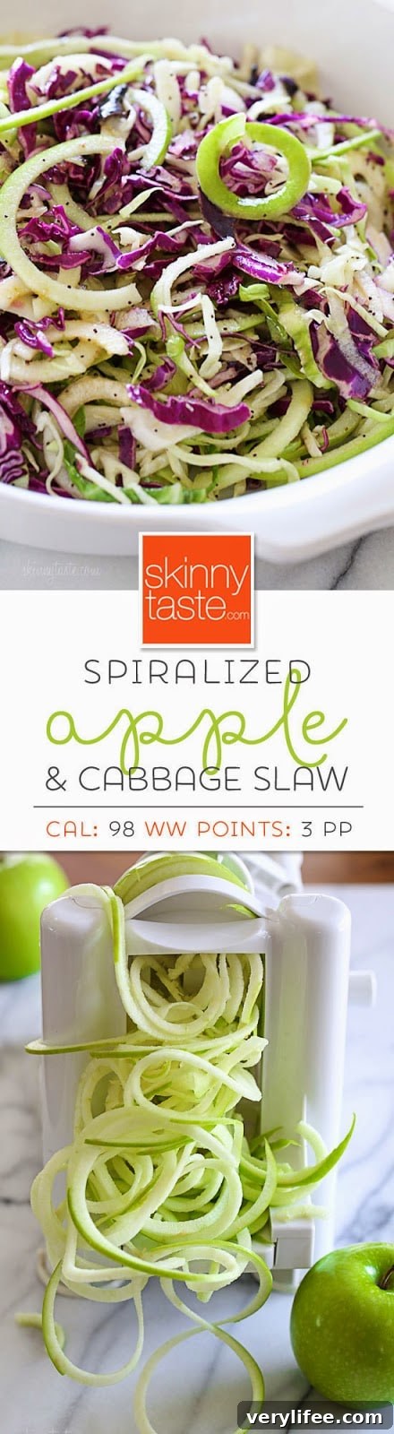 Spiralized Apple and Cabbage Slaw – Quick, easy and delicious!