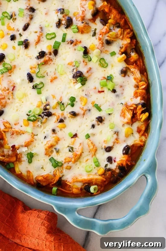 Spiralized Mexican Sweet Potato and Chicken Casserole This Mexican inspired casserole is made with spiralized sweet potatoes, shredded chicken, black beans and corn in a delicious guajillo pepper sauce topped with melted Pepper Jack cheese – SO good with generous portions.