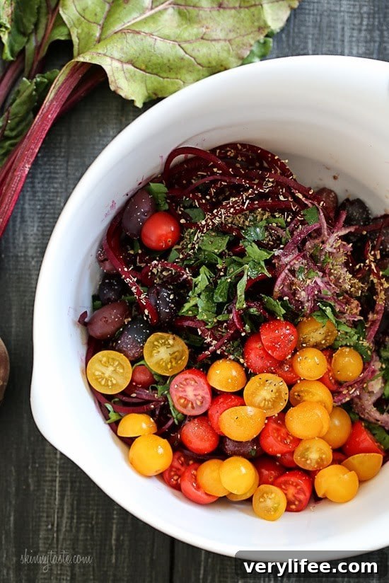 Finished Mediterranean beet and feta skillet bake