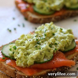 Avocado Egg Salad and Salmon Sandwich Recipe 2 Close-up of avocado egg salad with salmon