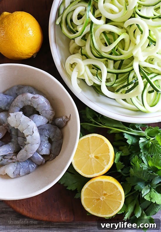 Garlic Butter Shrimp Scampi with Zoodles for Two 5 Shrimp Scampi Zoodles for Two, a delicious garlic shrimp and lemon dish over zucchini noodles is an EASY low-carb dish that takes less than 20 minutes! It's also gluten-free, paleo, Whole30 and keto!