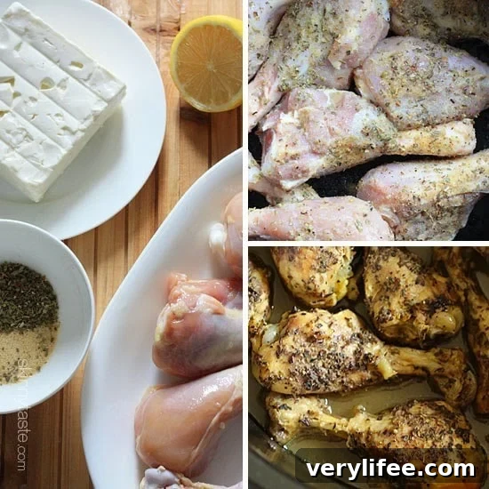 Slow cooked drumsticks topped with feta