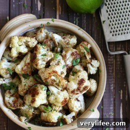 Cilantro-Lime Roasted Cauliflower Recipe 4 Final plated Cilantro-Lime Roasted Cauliflower