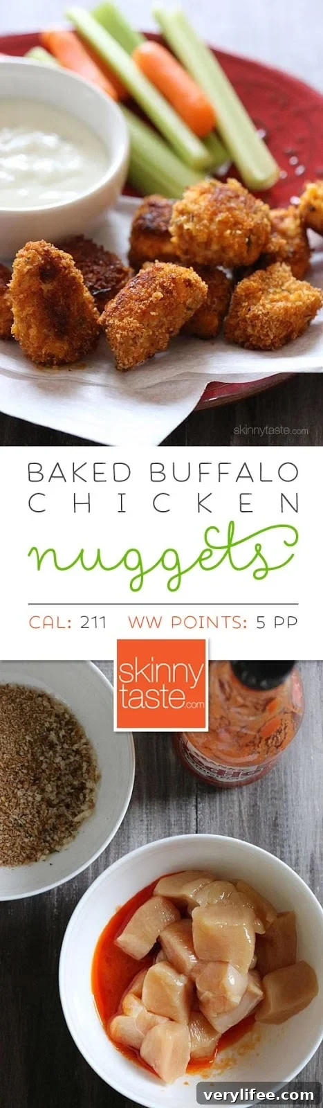 Baked Buffalo Chicken Nuggets Baked Buffalo Chicken Nuggets – healthy baked chicken nuggets with a touch of heat!