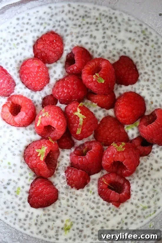 Coconut Lime Raspberry Chia Pudding Coconut Lime Raspberry Chia Pudding served in a glass dish