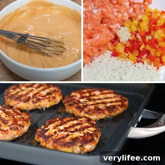 Some burgers are just meant to be eaten without a bun. These delicious, omega-packed, naked salmon burgers with sriracha mayo are the perfect example!