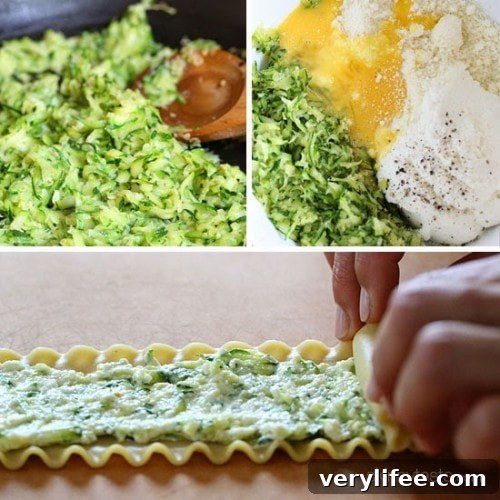 Zucchini Lasagna Roll-Ups Recipe 5 How to roll lasagna rolls and place in baking dish