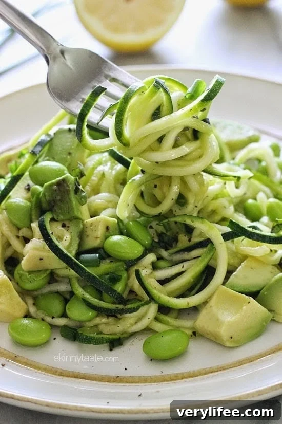 35 Zucchini Recipes for Every Meal 21 Spiralized Raw Zucchini Salad with Avocado and Edamame